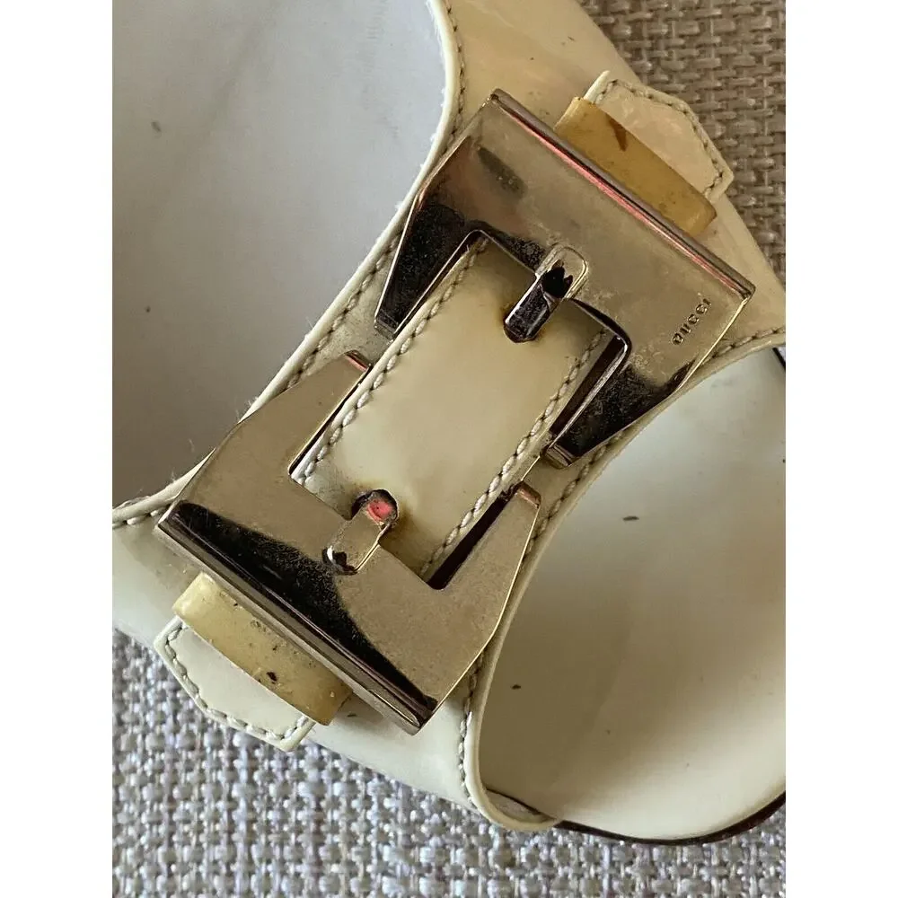 GUCCI patent leather flats open toes metal bow shoes Made In Italy 10.5 B - Picture 6 of 13